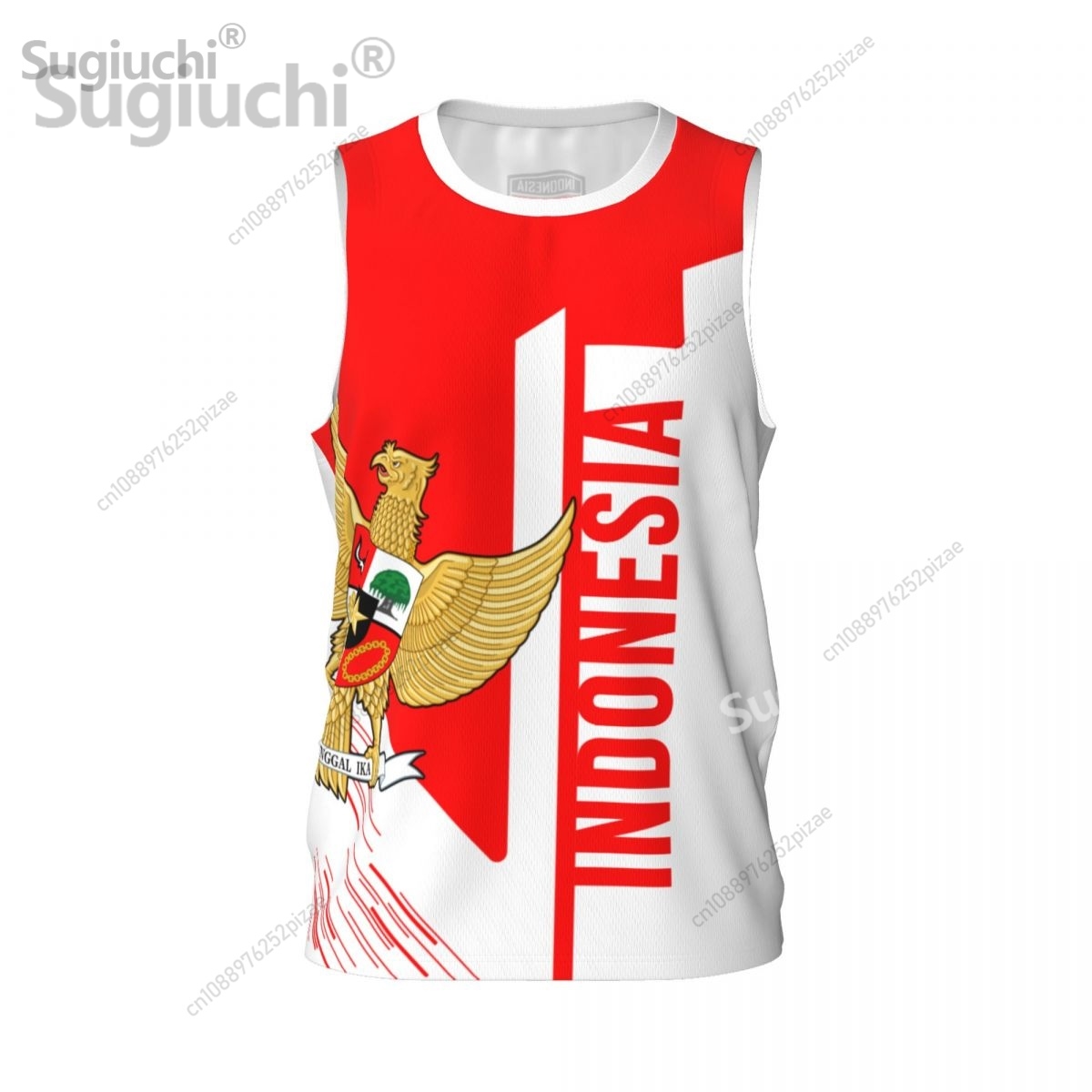 3D Printing Indonesia - เสื้อยืดกีฬา 3 มิติ ลายธงชาติอินโดนีเซีย พร้อมหมายเลขและชื่อสั่งทำพิเศษ สำหรับผู้ชาย
