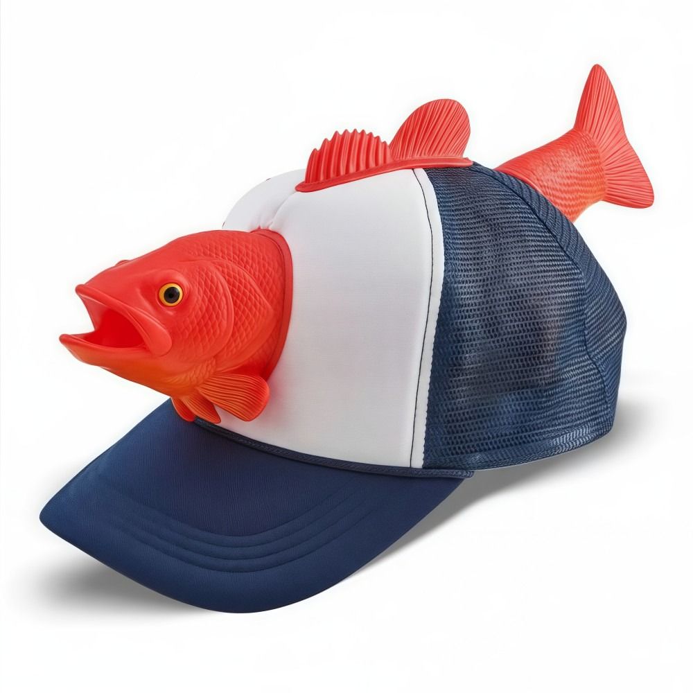 3D Printing Lure - หมวกแก๊ปตาข่ายลายปลา 3 มิติ ตลกๆ ปรับขนาดได้ ระบายอากาศดี