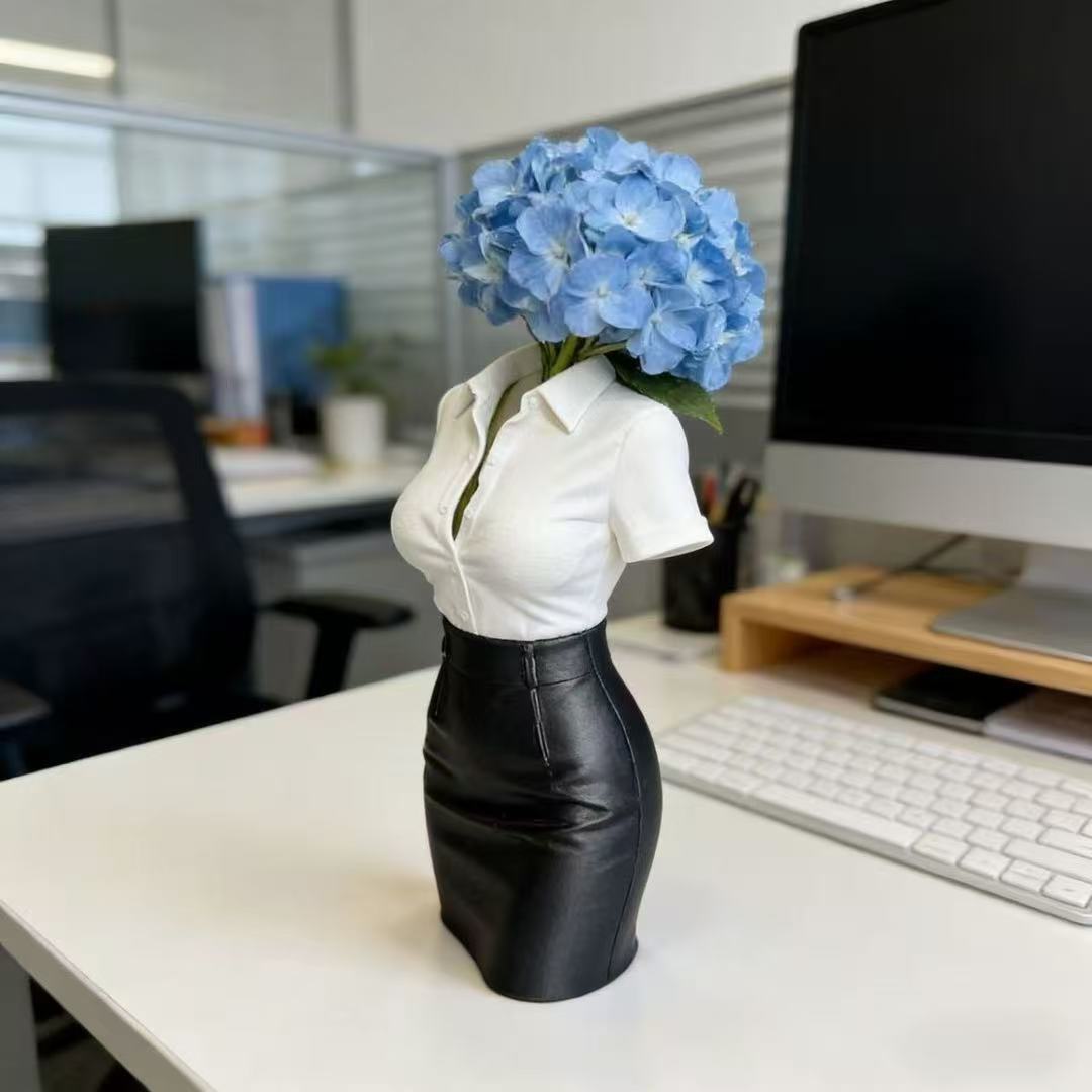 3D Printing Vase - แจกันรูปทรงสาวออฟฟิศเซ็กซี่ พิมพ์ 3 มิติ งานประติมากรรมรูปปั้นครึ่งตัว กระถางดอกไม้