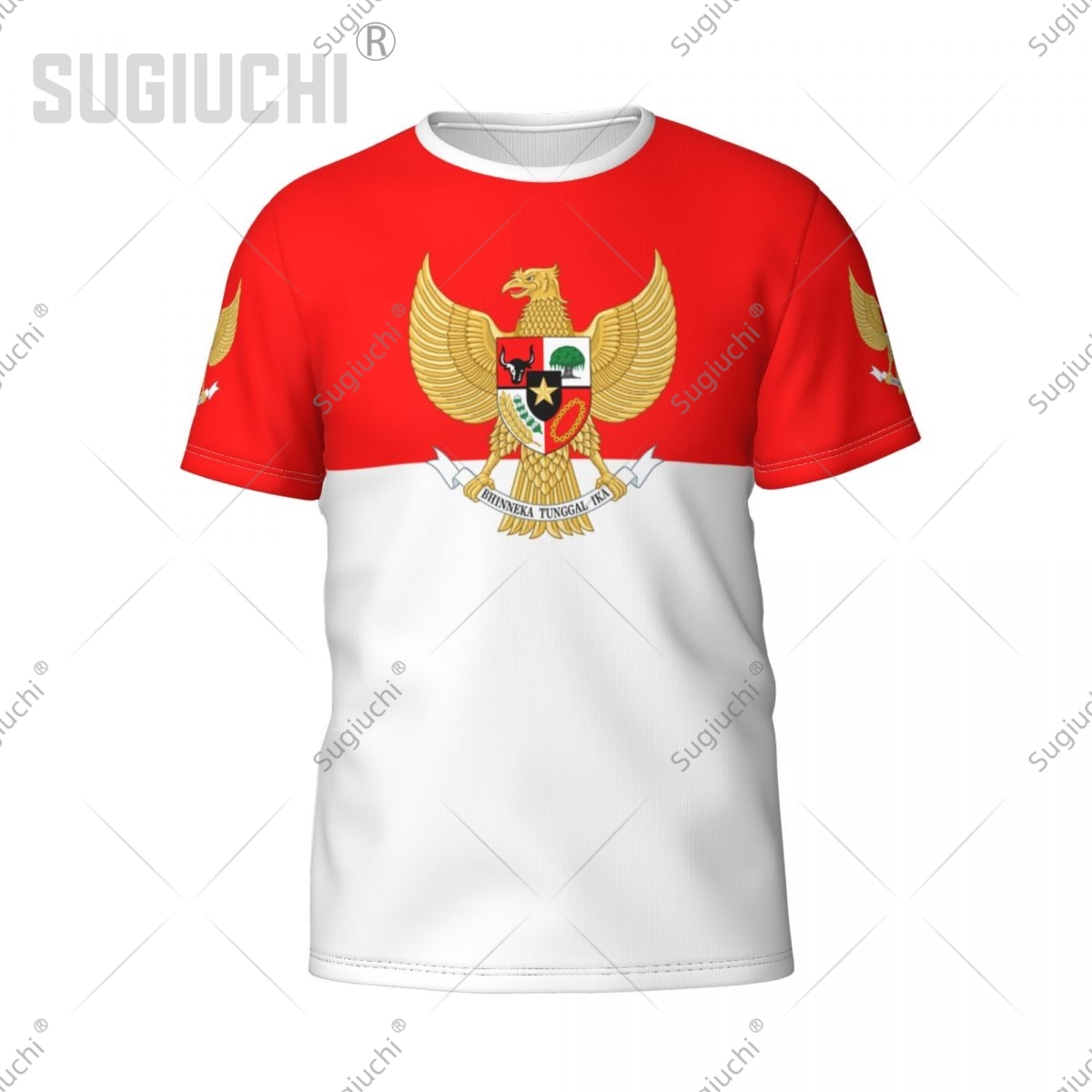 3D Printing Indonesia - เสื้อยืด 3D พร้อมชื่อและหมายเลขที่กำหนดเอง ลายธงชาติอินโดนีเซีย สำหรับผู้ชายและผู้หญิง เสื้อทีม