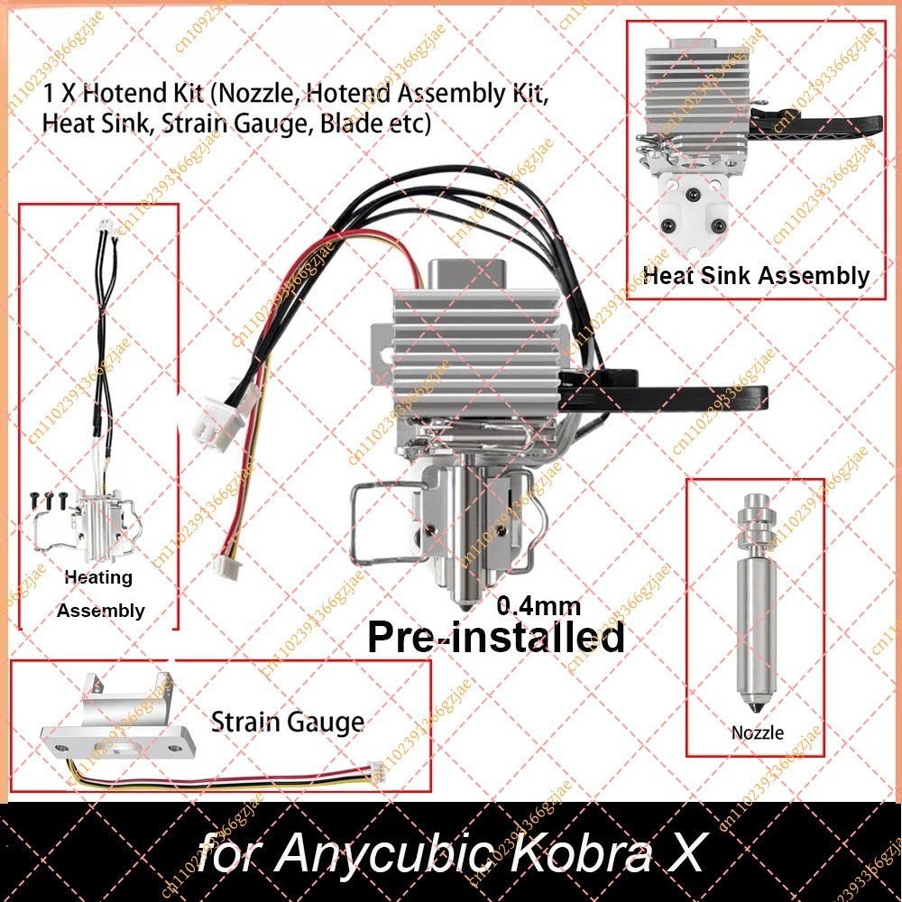 3D Printer Hotend Kit - ชุดฮอตเอนด์ขนาด 0.4 มม. ที่ติดตั้งไว้ล่วงหน้าสำหรับ Anycubic Kobra