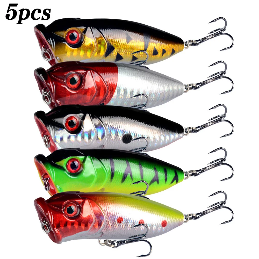 3D Printing Lure - เหยื่อตกปลาแบบป๊อปเปอร์ 5 ชิ้น ตา 3 มิติ