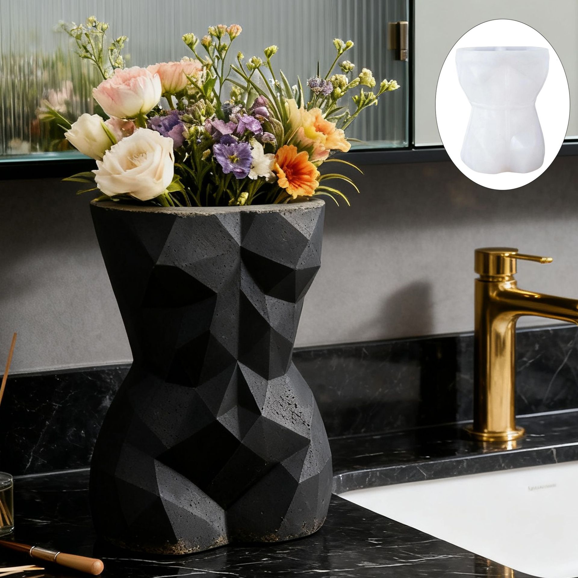 3D Printing Vase - แม่พิมพ์ซิลิโคนรูปทรงเรขาคณิต 3 มิติ รูปทรงร่างกายผู้หญิงสำหรับทำกระถางดอกไม้, แม่พิมพ์ปูนซีเมนต์รูปทรงลำตัวมนุษย์เซ็กซี่, แม่พิมพ์เรซิ่นอีพ็อกซี่สำหรับทำเชิงเทียน