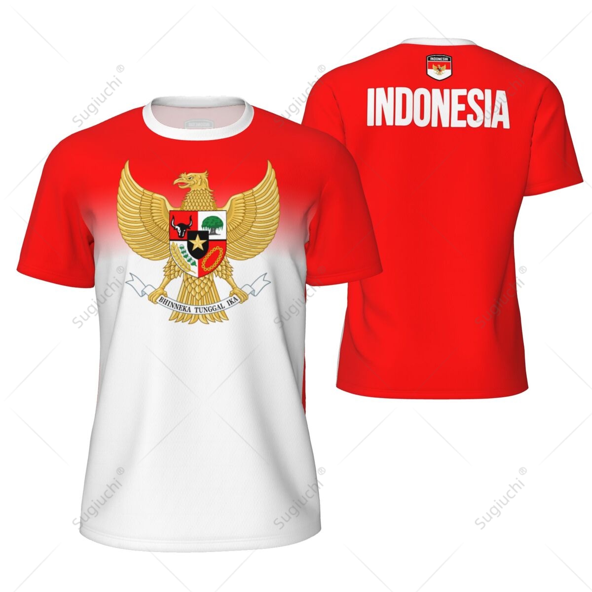 3D Printing Indonesia - เสื้อยืดผ้าตาข่ายกีฬาอินโดนีเซียธงสำหรับวิ่งจักรยานฟุตบอลเทนนิสฟิตเนสเสื้อยืดพิมพ์ลาย3D ออกแบบได้ตามที่ต้องการ