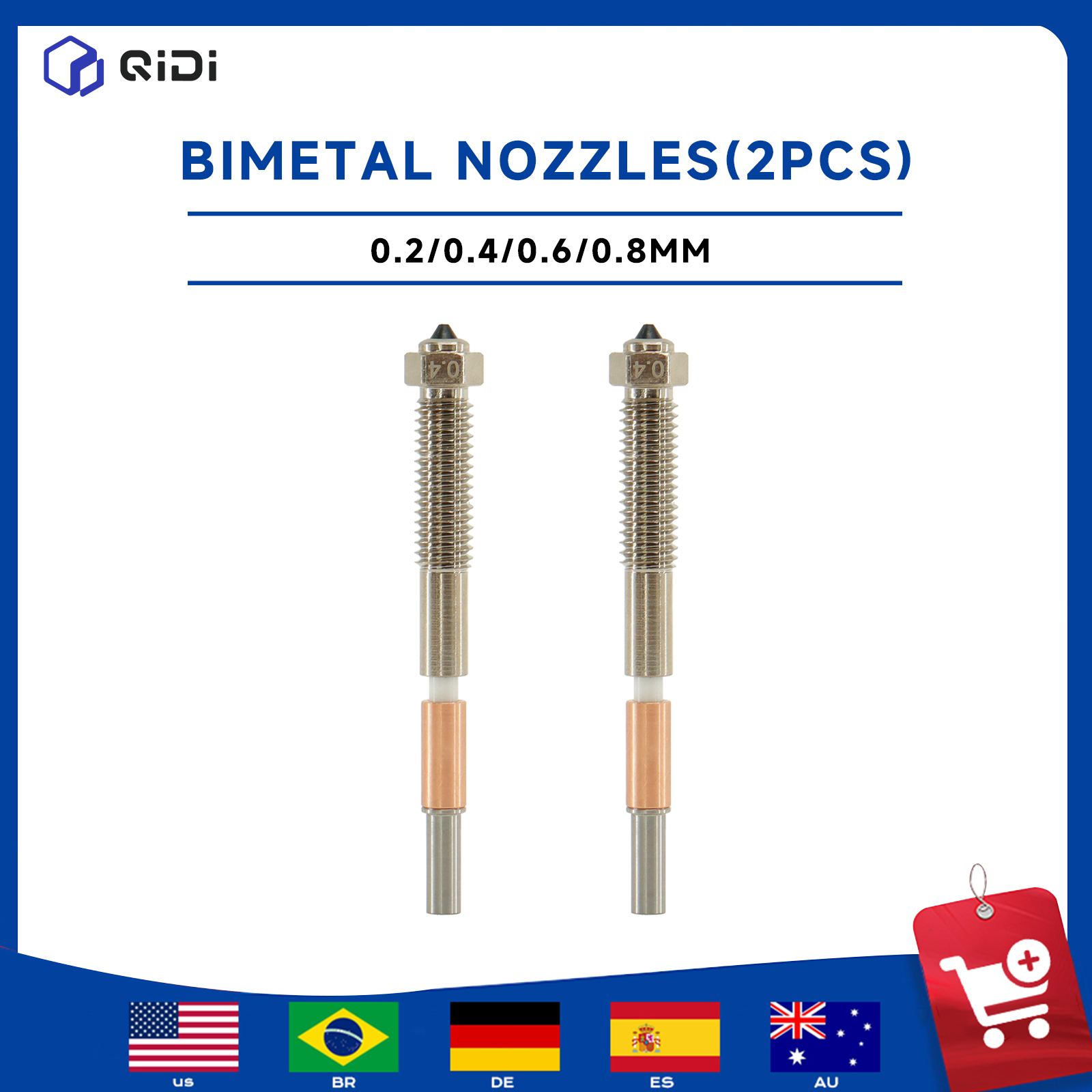 3D Printer Hotend Kit - หัวฉีดไบเมทัลสำหรับเครื่องพิมพ์สามมิติ QIDI Max 4 จำนวน 2