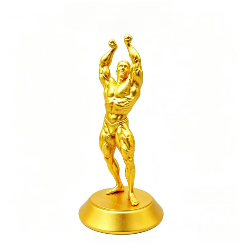 3D Printing Gold - รูปปั้นนักแข่งขันกล้ามเนื้อชายสุดโหด - ประติมากรรมการแข่งขันเพาะกาย - ของตกแต่งพิมพ์ 3