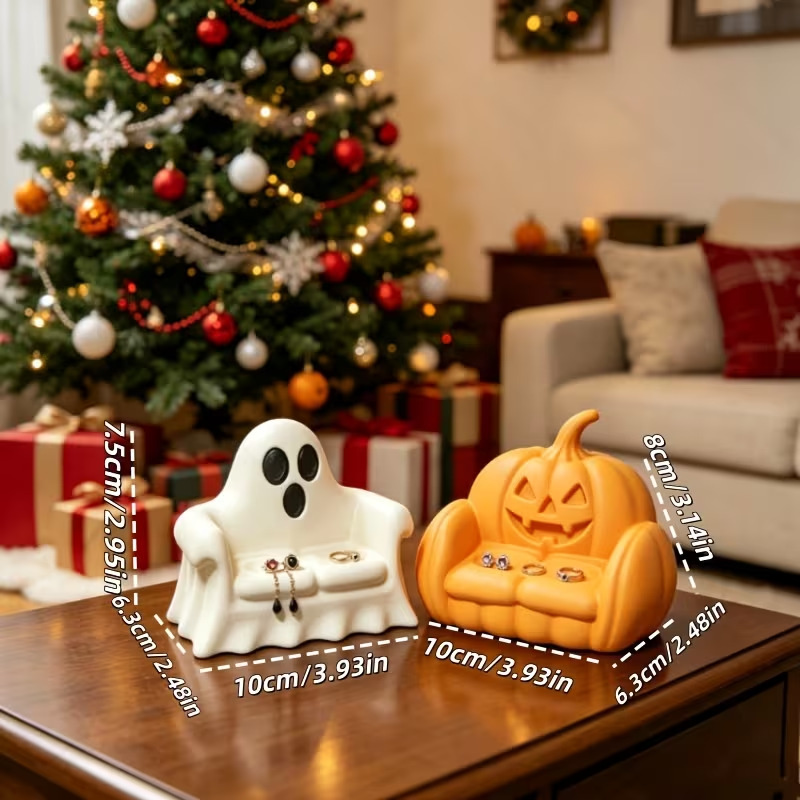 3D Printing Ghosting - ที่วางเครื่องประดับรูปผีพิมพ์ 3 มิติ รูปฟักทอง น่ารัก สำหรับใส่แหวน