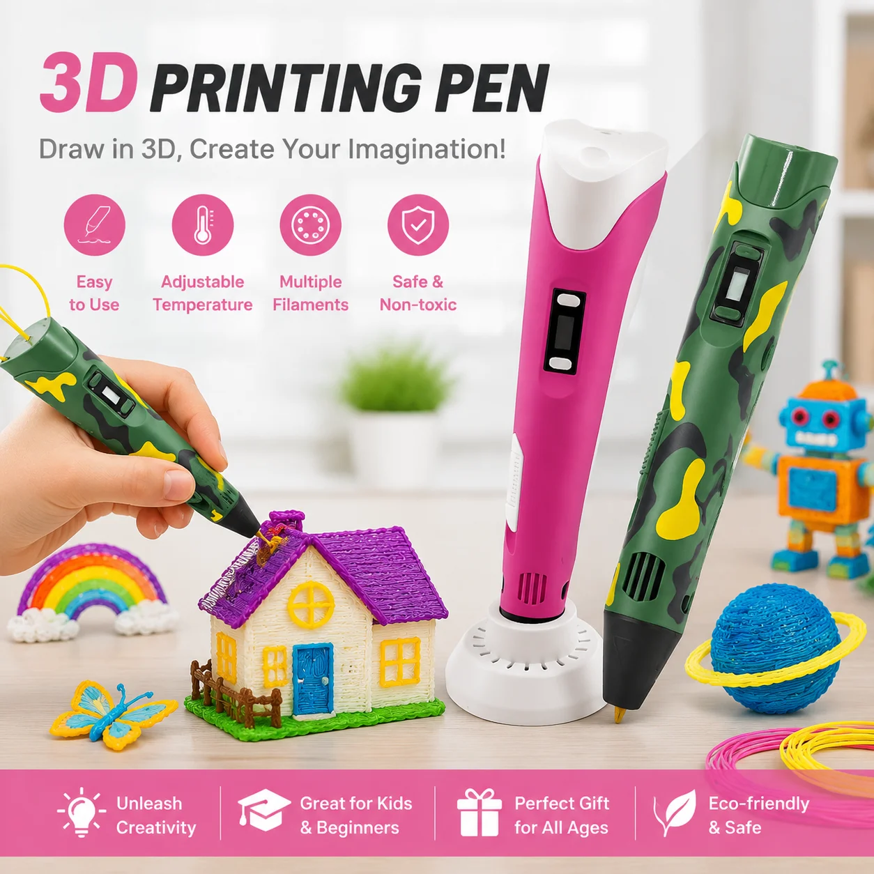 3D Printing Pen For Adults - ปากกาพิมพ์ 3 มิติ พร้อมไส้พลาสติก PLA 9