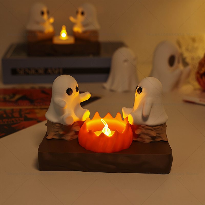 3D Printing Ghosting - ที่วางเทียนทีไลท์รูปผีสำหรับกองไฟ 3D พิมพ์ 3 มิติ, ของตกแต่งเทียนรูปผีสำหรับฮาโลวีน,