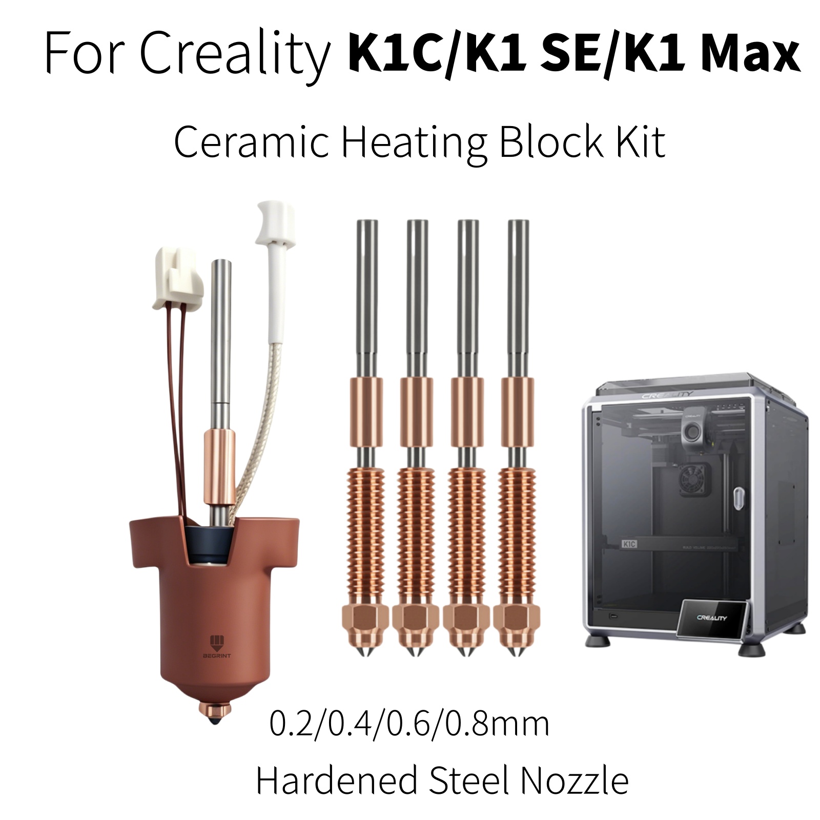 3D Printer Hotend Kit - ชุดหัวฉีด Creality K1C K1 MAX พร้อมบล็อกทำความร้อนเซรามิก,