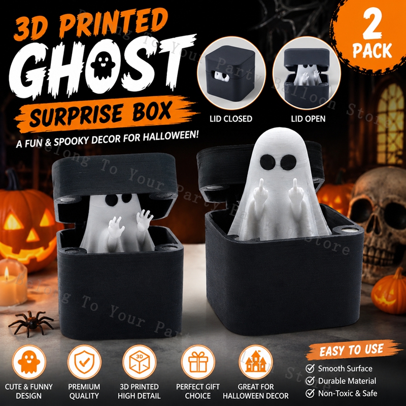 3D Printing Ghosting - กล่องเซอร์ไพรส์ผีนิ้วกลางพิมพ์ 3 มิติ ของเล่นตลก ของตกแต่งฮาโลวีน ของขวัญผีป๊อปอัพสุดหลอน