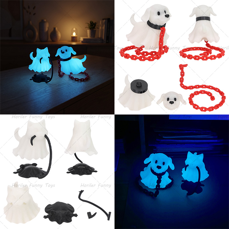 3D Printing Ghosting - ของตกแต่งแมวผีพิมพ์ 3 มิติ ของตกแต่งรูปปั้นสุนัขผีเรืองแสง ของตกแต่งวันหยุด ของตกแต่งฮาโลวีน