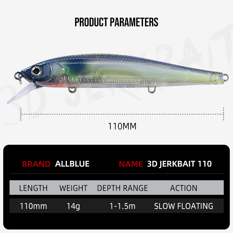 เหยื่อตกปลา ALLBLUE 3D Jerkbai - 3D Printing Lure บทวิจารณ์และราคา