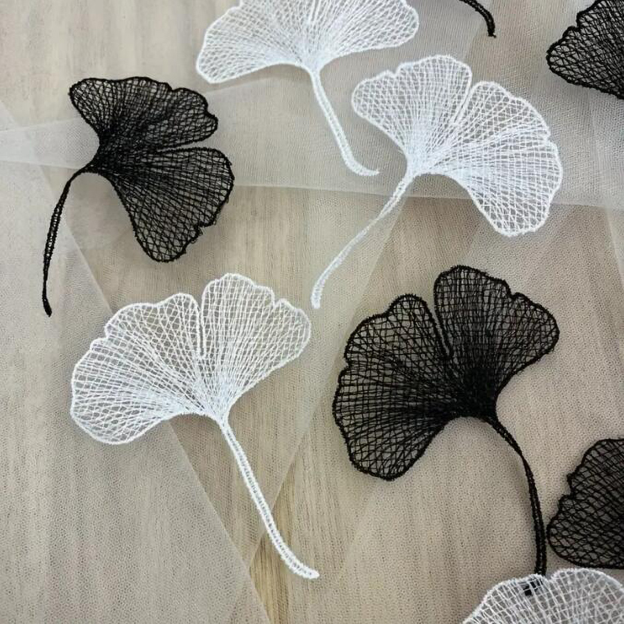 5 ชิ้นลูกไม้สีดําและสีขาวใบแปะ - 3D Printing On Fabric บทวิจารณ์และราคา