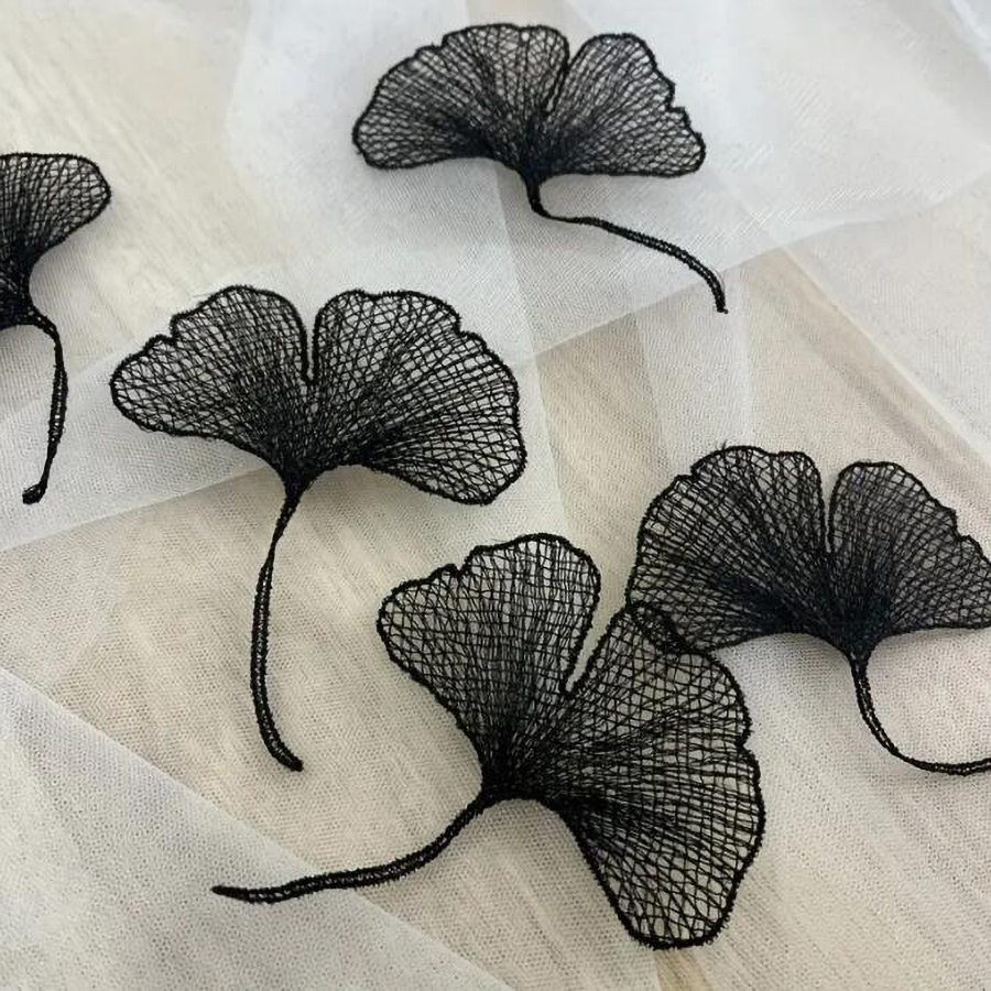 5 ชิ้นลูกไม้สีดําและสีขาวใบแปะ - 3D Printing On Fabric บทวิจารณ์และราคา