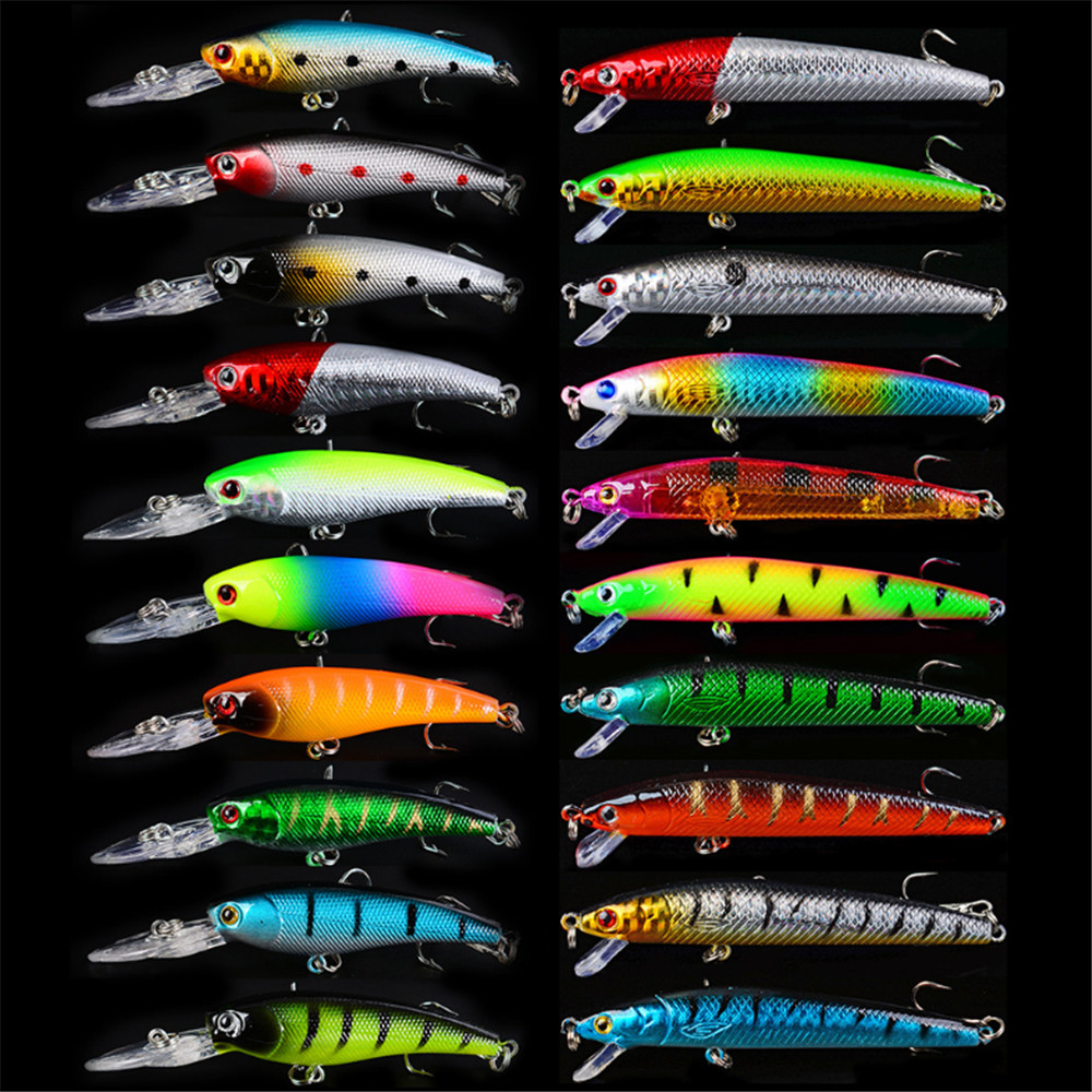 20ชิ้น/ล็อตMinnowตกปลาเหยื่อเบ - 3D Printing Lure บทวิจารณ์และราคา