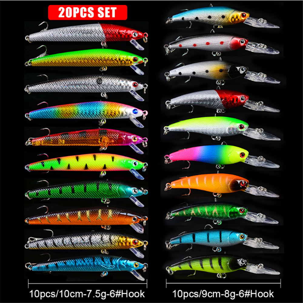 20ชิ้น/ล็อตMinnowตกปลาเหยื่อเบ - 3D Printing Lure บทวิจารณ์และราคา