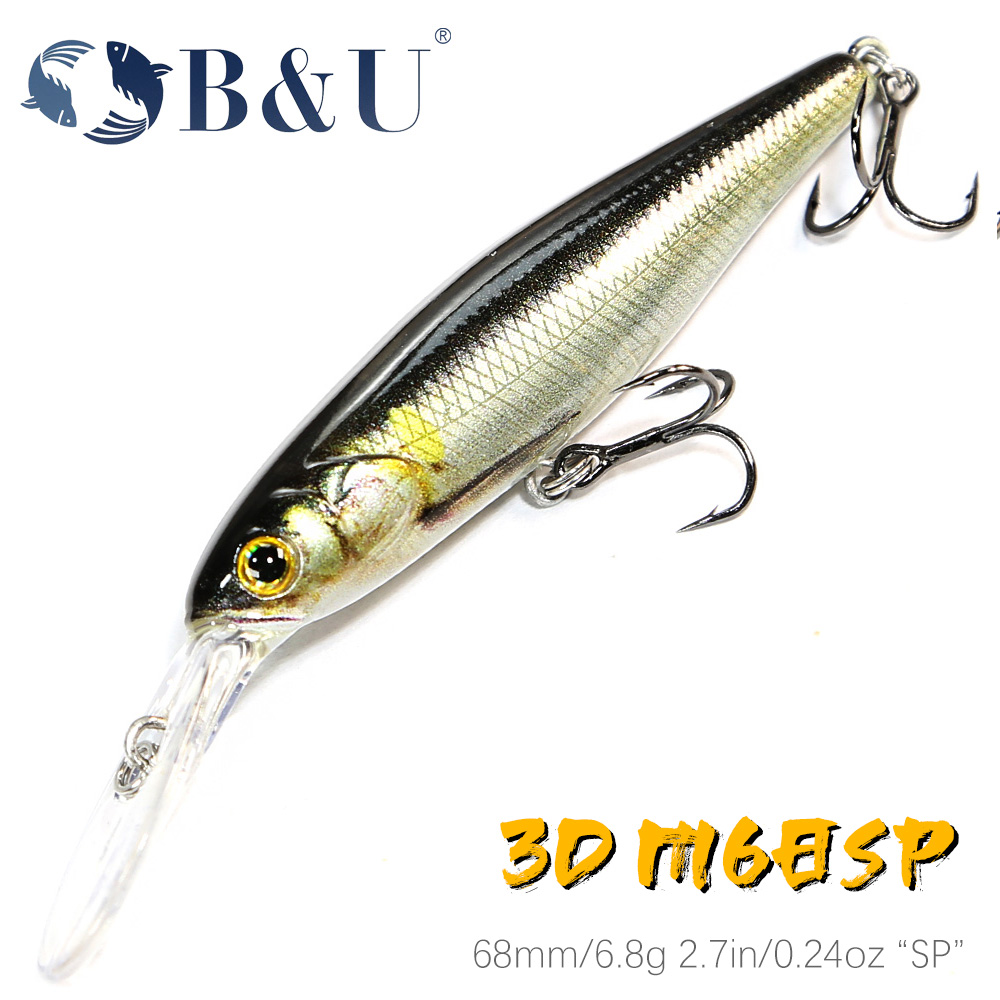B & U 68 มม.3D การพิมพ์ Shad ร - 3D Printing Lure บทวิจารณ์และราคา