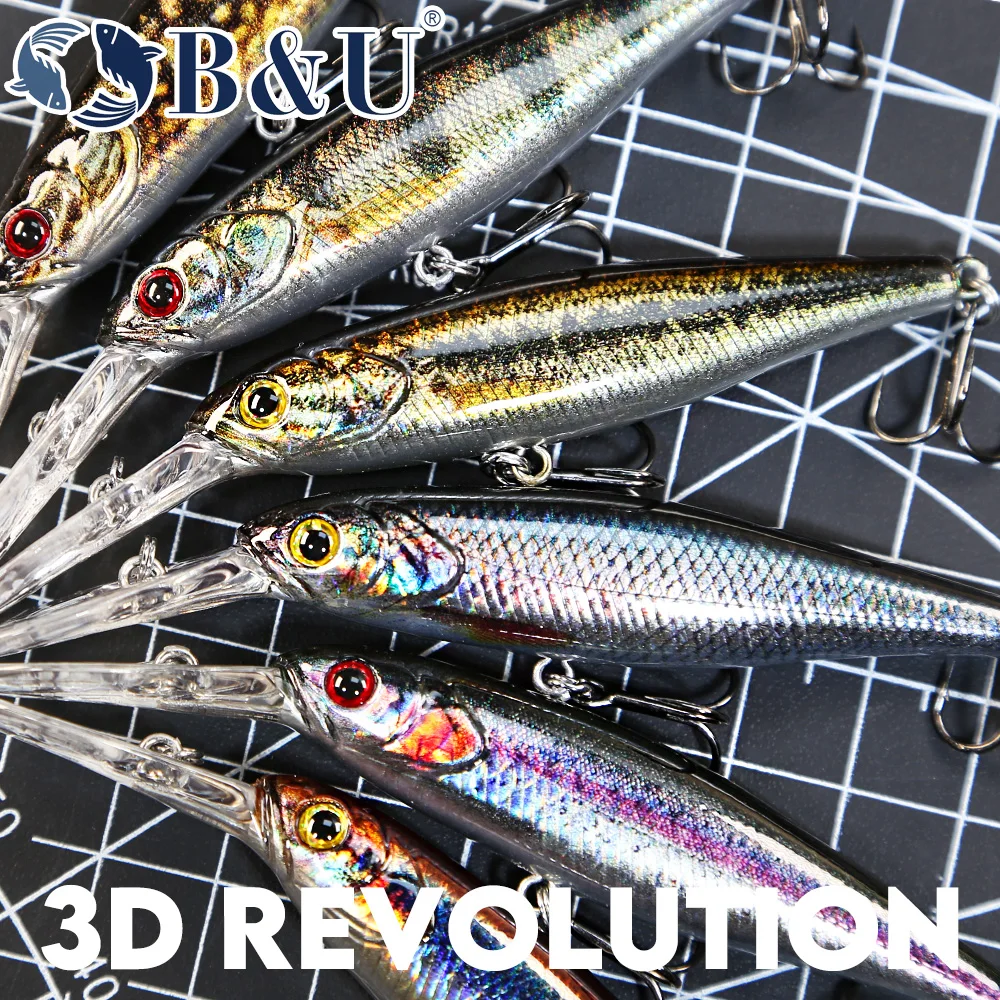 B & U 68 มม.3D การพิมพ์ Shad ร - 3D Printing Lure บทวิจารณ์และราคา