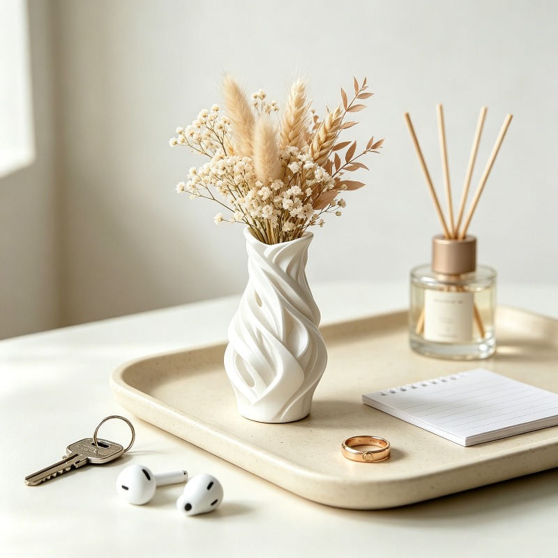 แจกันลายคลื่นพิมพ์ 3 มิติ สีขา - 3D Printing Vase บทวิจารณ์และราคา