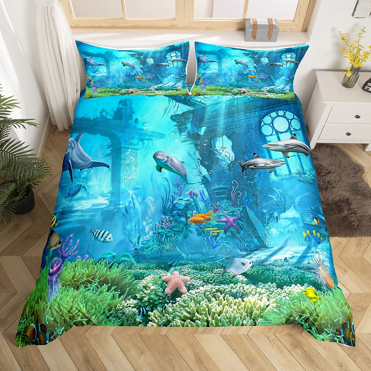 ปลาชุดผ้านวม Ocean ชุดเครื่องน - 3D Printing Quilting บทวิจารณ์และราคา